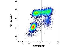 Flow cytometry multicolor surface staining of human GM-CSF and Il-4 stimulated peripheral blood mononuclear cells stained using anti-human CD273 (24F.