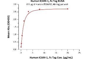 Immobilized Human ITGALB2, His tag at 5 μg/mL (100 μL/well) can bind Human ICAM-1, Fc Tag (ABIN2181238,ABIN2181237) with a linear range of 0.