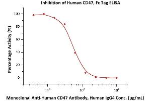 Serial dilutions of A CD47 Neutralizing Antibody were added into Human CD47, Fc Tag (ABIN2180806,ABIN2180805): Biotinylated Human SIRP alpha, Fc,Avitag (ABIN5526676,ABIN5526677) binding reactions.